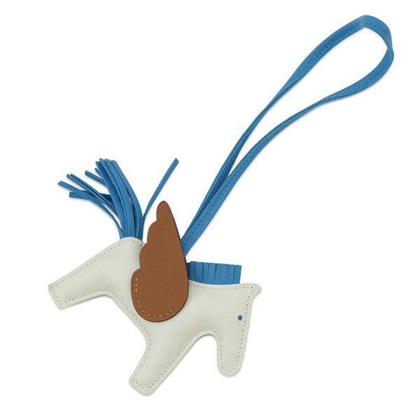 エルメス バッグチャーム ロデオPM ペガサス ヴェールフィズ/ゴールド/ブルーザンジバルラムスキン W刻印