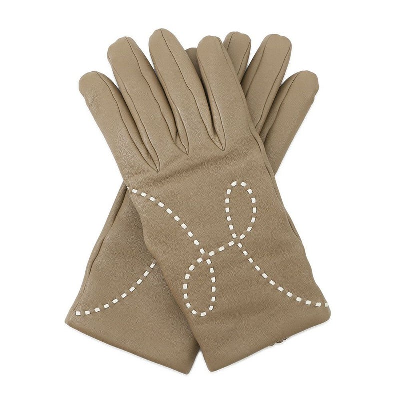 エルメス グローブ リスボン Lisbonne ベージュ ラムスキン レディースサイズ7 HERMES 手袋