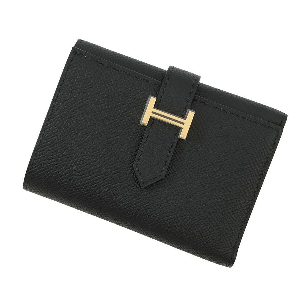 エルメス 三つ折り財布 ベアン コンビネ ブラック/ゴールド金具