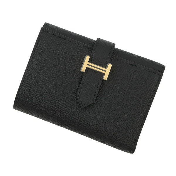 エルメス 三つ折り財布 ベアン コンビネ ブラック/ゴールド金具 エプソン W刻印 HERMES 財布 黒