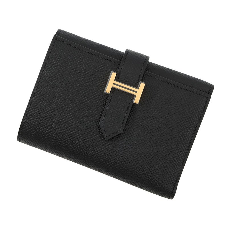 エルメス 三つ折り財布 ベアン コンビネ ブラック/ゴールド金具 エプソン W刻印 HERMES 財布 黒