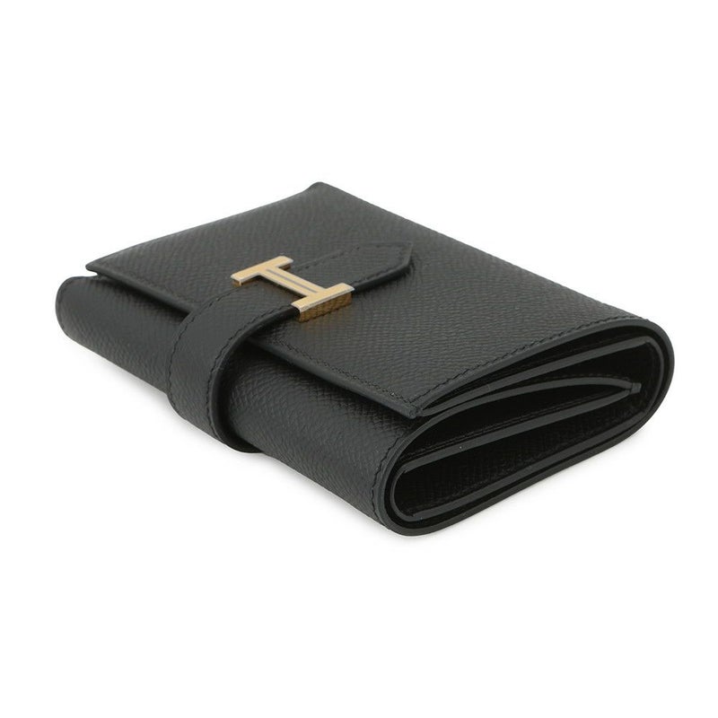 エルメス 三つ折り財布 ベアン コンビネ ブラック/ゴールド金具 エプソン W刻印 HERMES 財布 黒