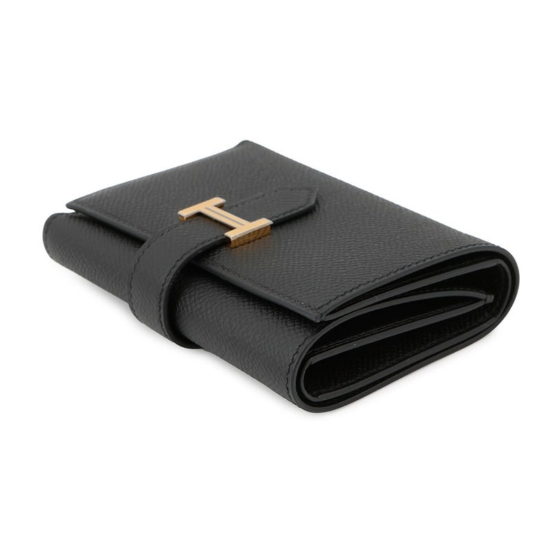 エルメス 三つ折り財布 ベアン コンビネ ブラック/ゴールド金具 エプソン W刻印 HERMES 財布 黒