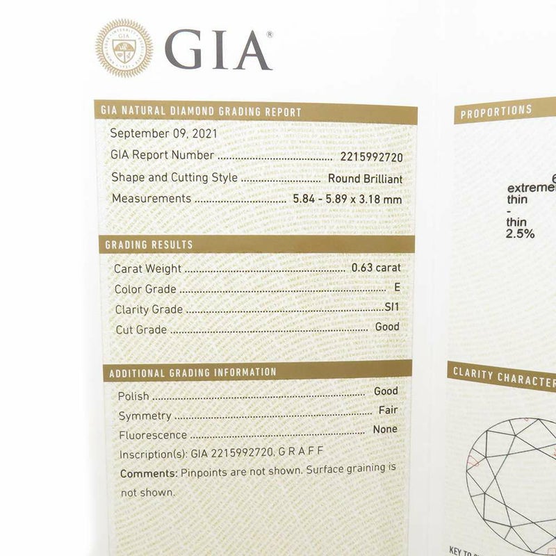 グラフ ネックレスアイコン ラウンド ダイヤモンド ペンダント ダイヤ 中石0.63ct K18WG GIA鑑定書付き