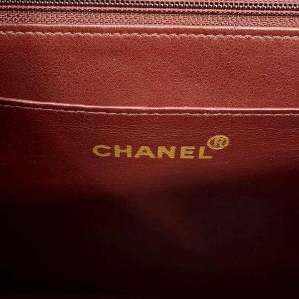 シャネル チェーンショルダーバッグ デカマトラッセ シングルフラップ ラムスキン CHANEL 黒
