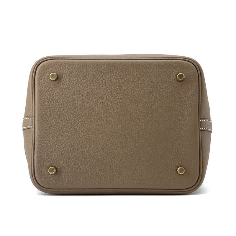 エルメス ハンドバッグ ピコタンロックMM エトゥープ/シルバー金具 トリヨンクレマンス K刻印