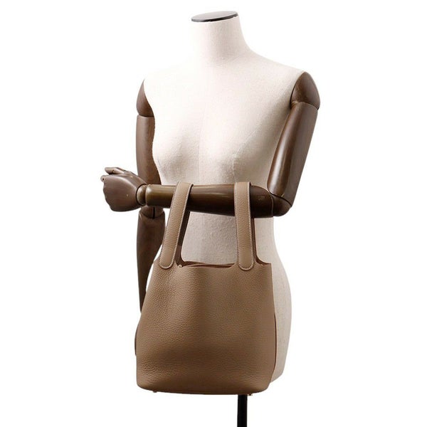 エルメス ハンドバッグ ピコタンロックMM エトゥープ/シルバー金具 トリヨンクレマンス K刻印