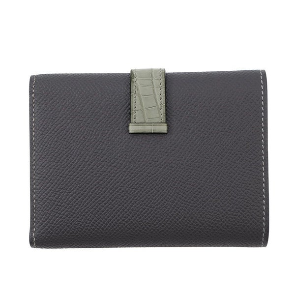 エルメス 三つ折り財布 ベアン コンビネ タッチ グラファイト/グリシマン/シルバー金具 エプソン/アリゲーターマット W刻印 HERMES 財布