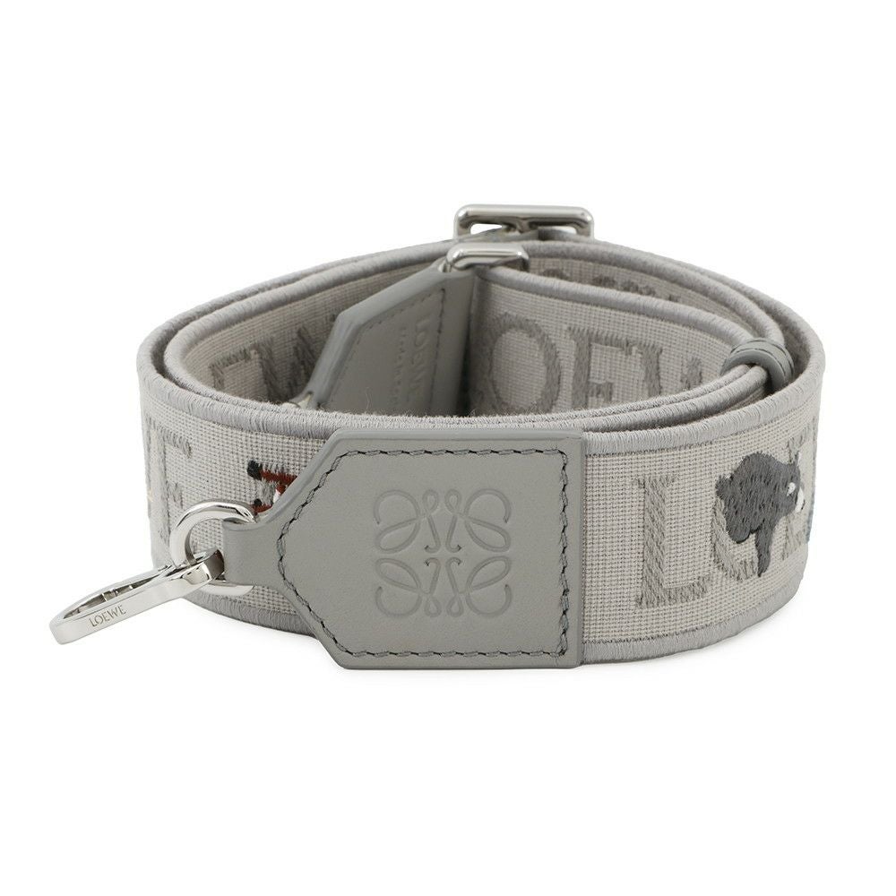 LOEWE ロエベ ウェビングストラップ ショルダー シルバー ロエベ アナグラム ショルダーストラップ GP×ファブリック グレー
