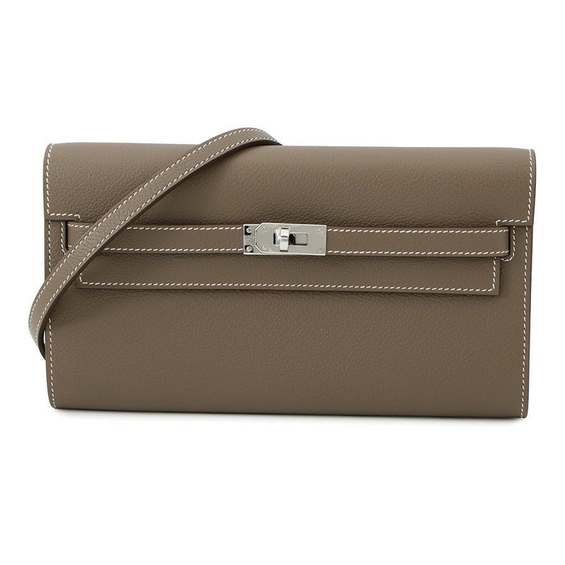 エルメス ケリーウォレット ロング トゥーゴー エトゥープ/シルバー金具 エバーカラー K刻印 財布