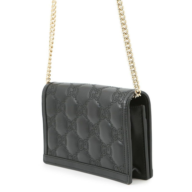 グッチ チェーンウォレット GGマトラッセ レザー 723787 GUCCI 財布 黒