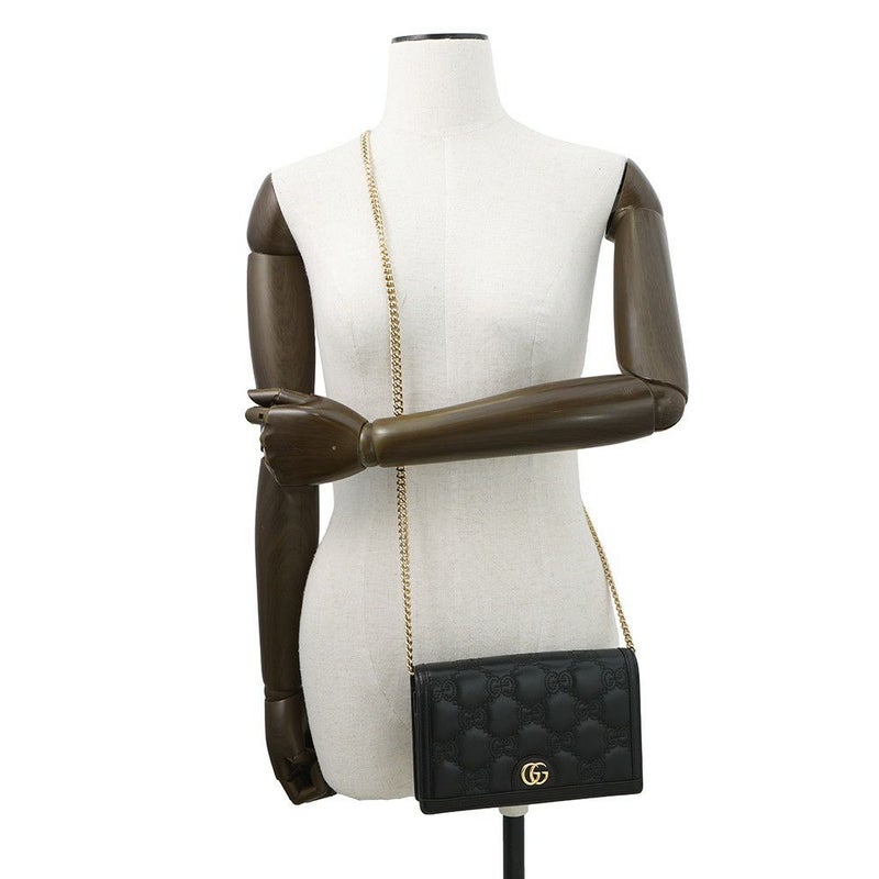 グッチ チェーンウォレット GGマトラッセ レザー 723787 GUCCI 財布 黒