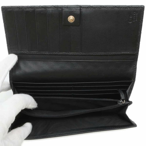 グッチ 長財布 マイクログッチシマ レザー 449396 GUCCI 財布 黒 アウトレット品