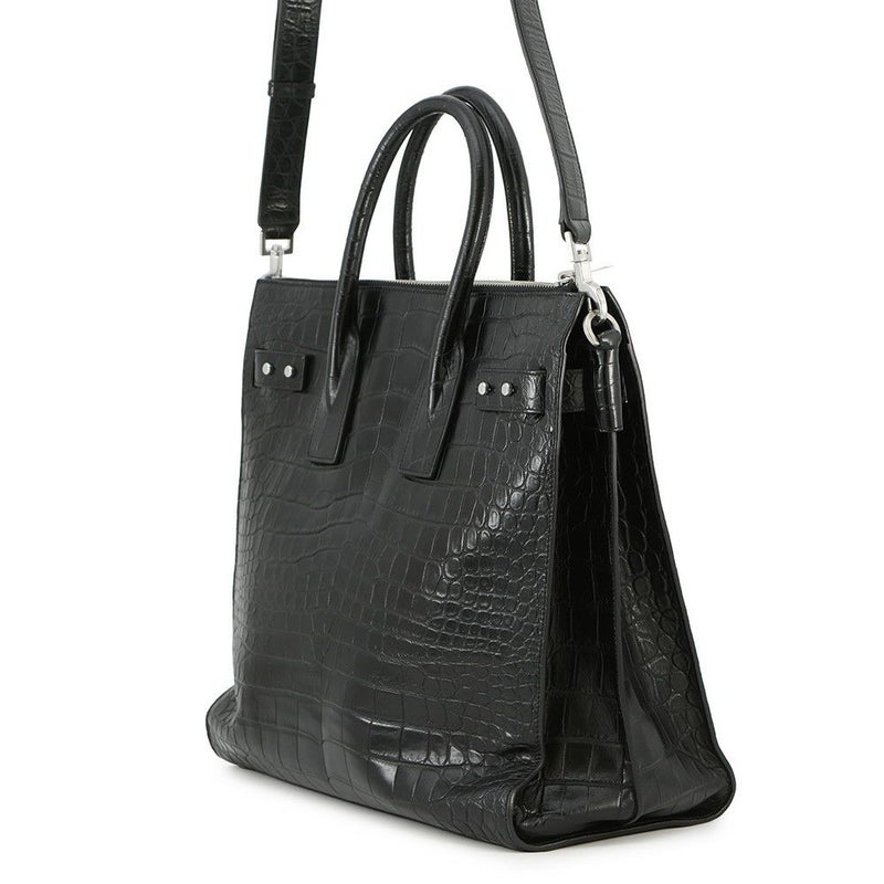 サンローランパリ ハンドバッグ ノースサウス サックドジュール スープル クロコ型押しレザー 480583 2way 黒