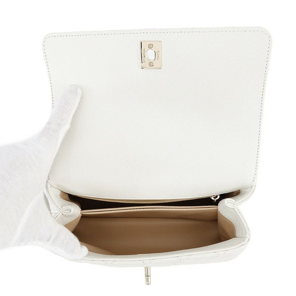 シャネル ハンドバッグ マトラッセ ココマーク ココハンドル キャビアスキン A92990 CHANEL 2way 白