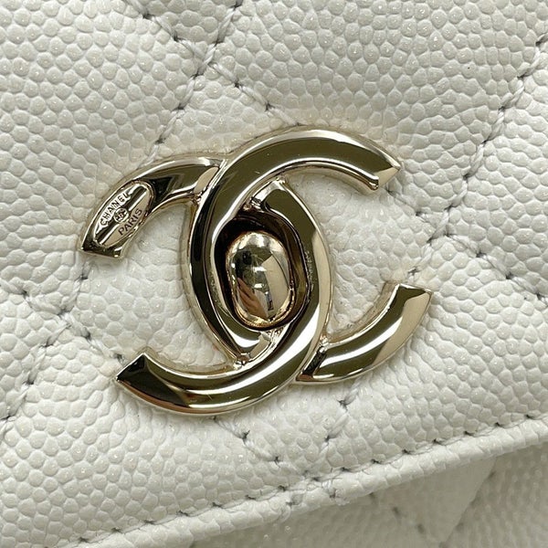シャネル ハンドバッグ マトラッセ ココマーク ココハンドル キャビアスキン A92990 CHANEL 2way 白
