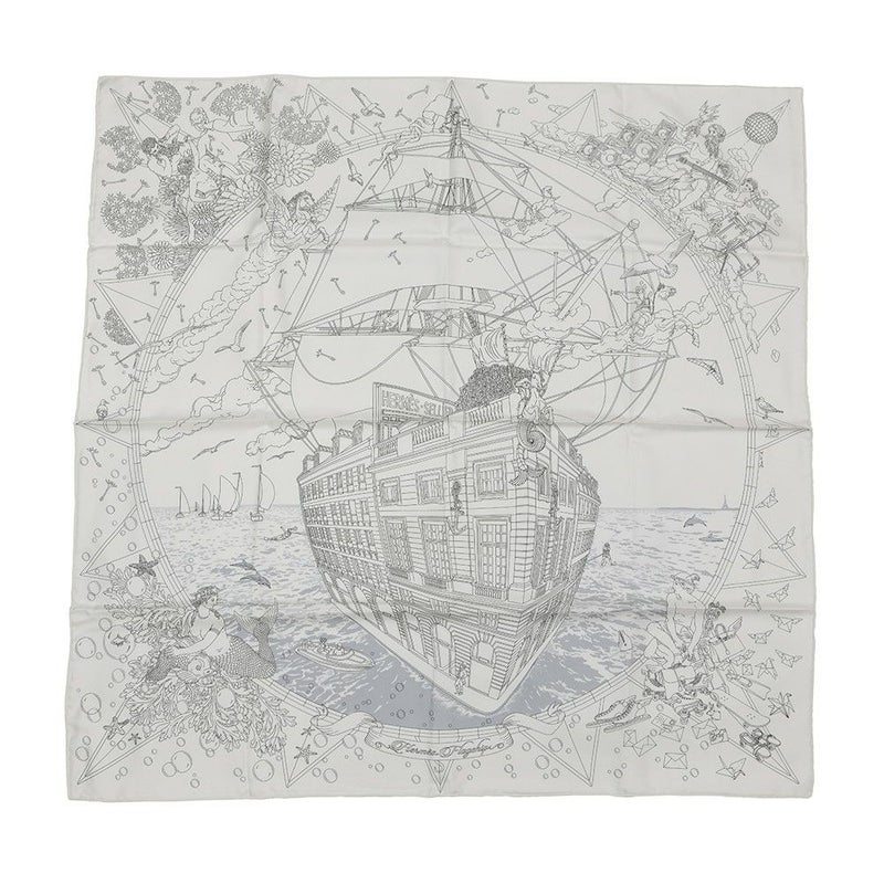 エルメス スカーフ カレ90 エルメス・フラッグシップ Hermes Flagship HERMES シルクスカーフ 2024年春夏 白