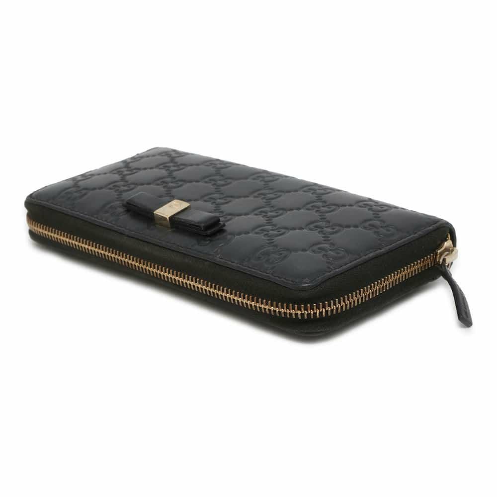 グッチ 長財布 グッチシマ ラウンドファスナー リボン レザー 388680