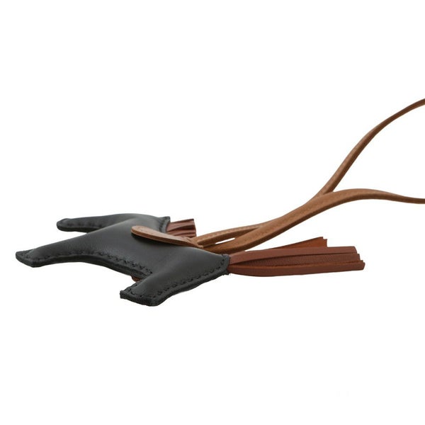 エルメス バッグチャーム ロデオPM ブラック/ゴールド/シエンヌ ラムスキン HERMES チャーム オーナメント