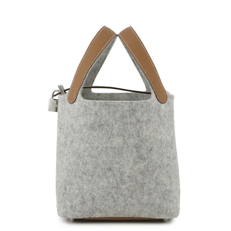 エルメス ハンドバッグ ピコタンロックPM グリスペール/ゴールド/シルバー金具 フェルト Z刻印