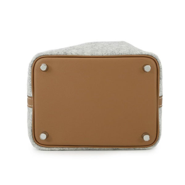 エルメス ハンドバッグ ピコタンロックPM グリスペール/ゴールド/シルバー金具 フェルト Z刻印