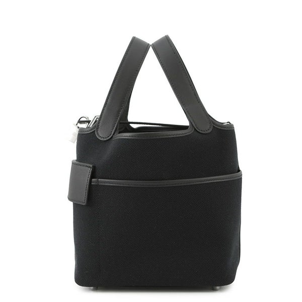 エルメス ハンドバッグ ピコタンロックPM カーゴ ブラック/シルバー金具 トワルゴエラン/スイフト U刻印 黒