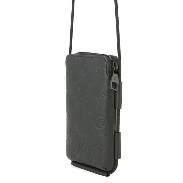 ルイヴィトン ショルダーバッグ モノグラム・シャドウ レースアップ・ポーチ M12601 LOUIS VUITTON ポシェット 黒 ブラック