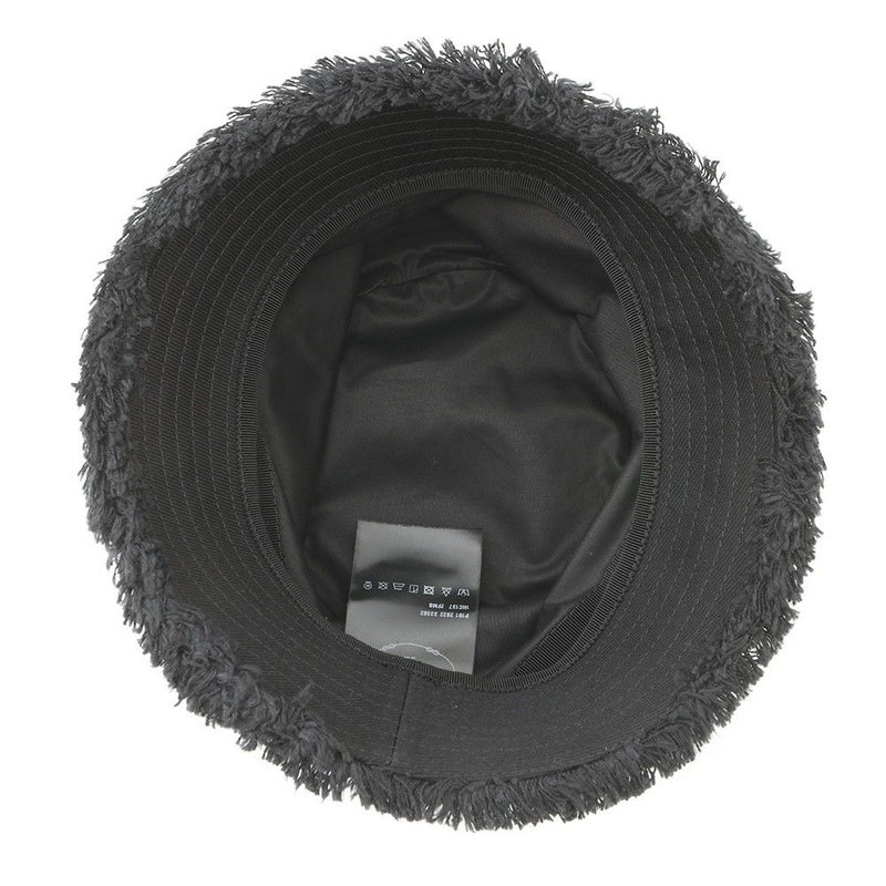 プラダ バケットハット フリンジ トライアングル ロゴ コットン サイズS 1HC137 黒