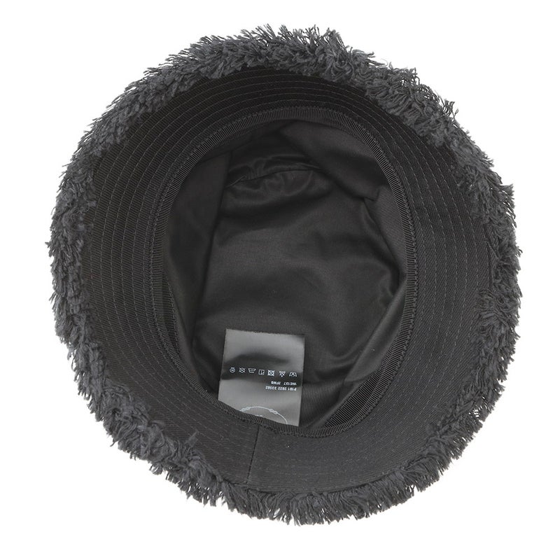 プラダ バケットハット フリンジ トライアングル ロゴ コットン サイズS 1HC137 黒