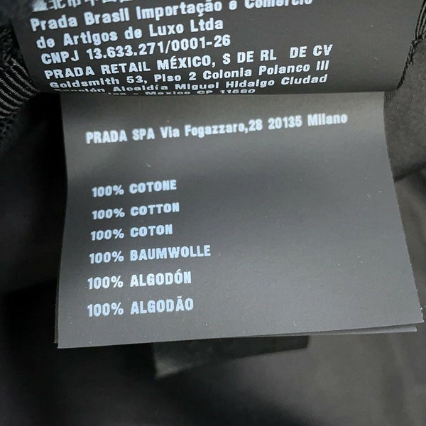 プラダ バケットハット フリンジ トライアングル ロゴ コットン サイズS 1HC137 黒