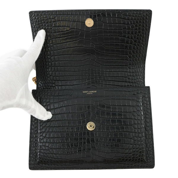 サンローランパリ チェーンショルダーバッグ サンセット クロコ型押しレザー 442906 SAINT LAURENT PARIS 黒