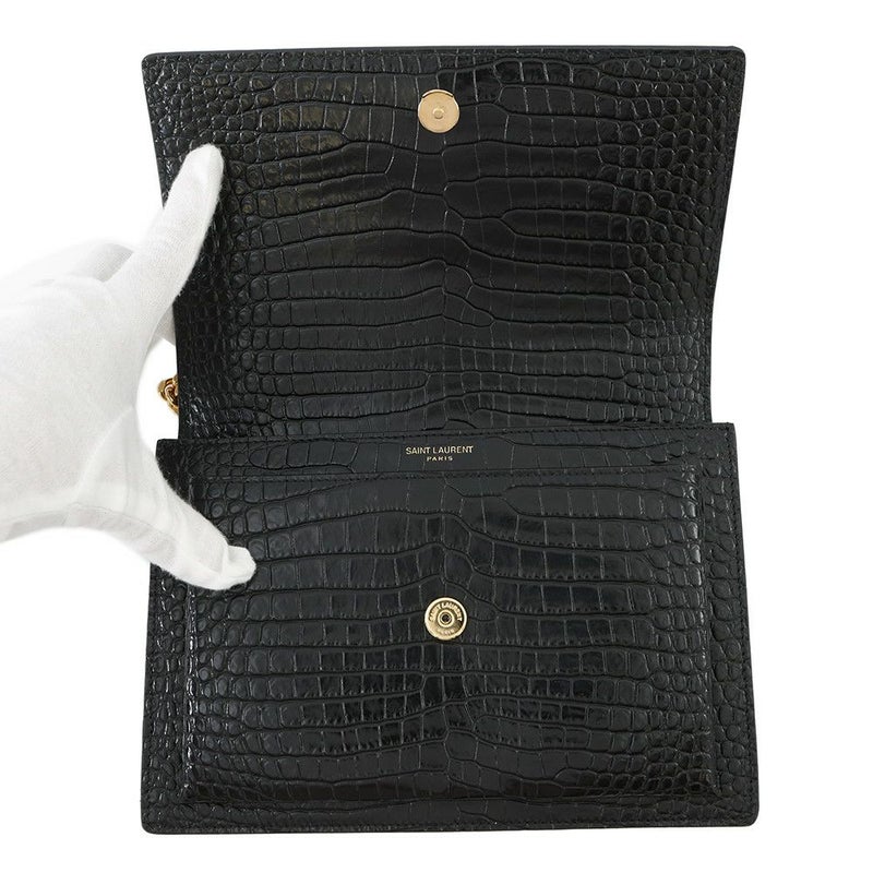 サンローランパリ チェーンショルダーバッグ サンセット クロコ型押しレザー 442906 SAINT LAURENT PARIS 黒