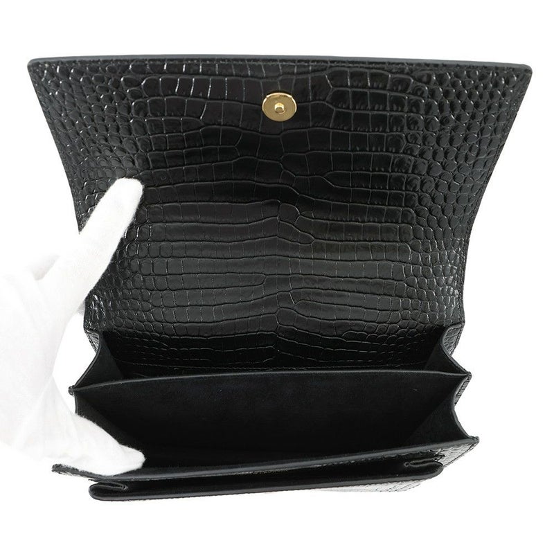 サンローランパリ チェーンショルダーバッグ サンセット クロコ型押しレザー 442906 SAINT LAURENT PARIS 黒