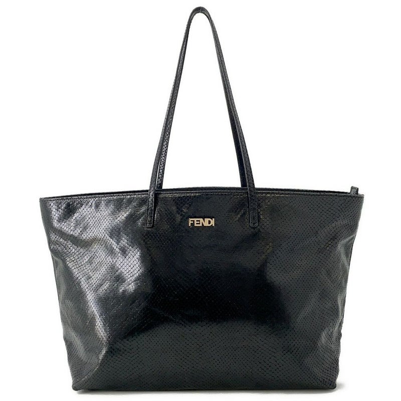 フェンディ トートバッグ パイソン型押しレザー 8BH185 FENDI 黒
