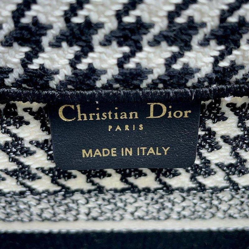 クリスチャン・ディオール ハンドバッグ ブックトート スモール 千鳥柄 キャンバス Christian Dior 黒 白
