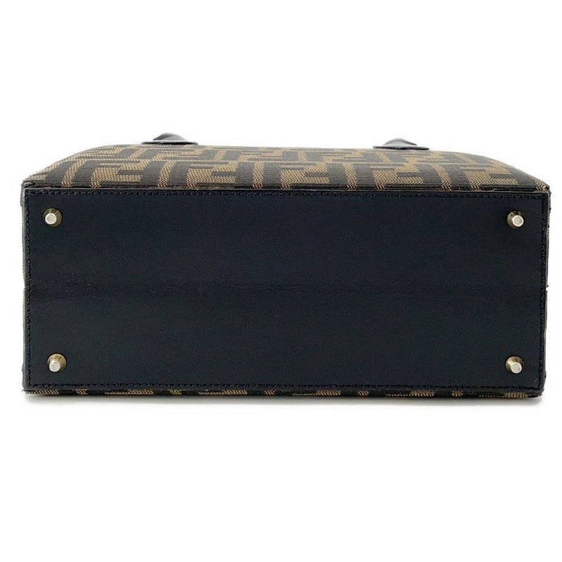 フェンディ ハンドバッグ ズッカ柄 ラウンド バニティ キャンバス レザー FENDI 2wayショルダーバッグ