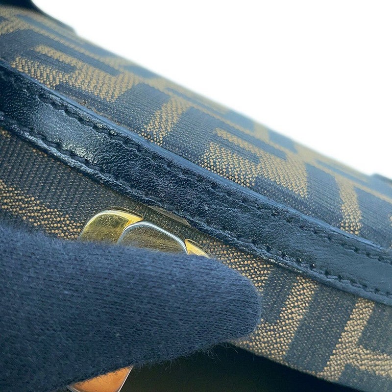 フェンディ ハンドバッグ ズッカ柄 ラウンド バニティ キャンバス レザー FENDI 2wayショルダーバッグ