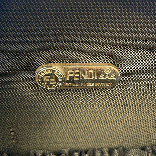 フェンディ ハンドバッグ ズッカ柄 ラウンド バニティ キャンバス レザー FENDI 2wayショルダーバッグ