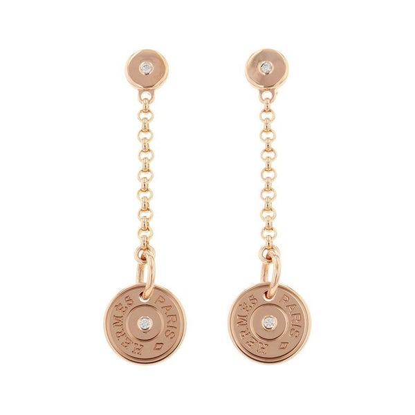 エルメス ピアス ガンバード クルー・ド・セル ピアス ダイヤモンド 計0.04ct K18PGピンクゴールド HERMES Ex-Libris Clou de Selle