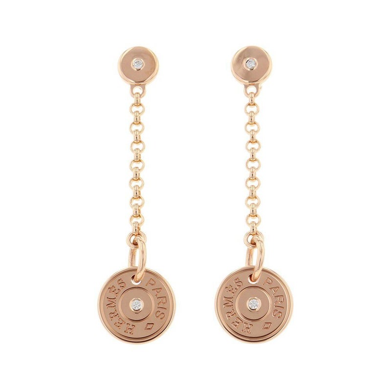 エルメス ピアス ガンバード クルー・ド・セル ピアス ダイヤモンド 計0.04ct K18PGピンクゴールド HERMES Ex-Libris Clou de Selle