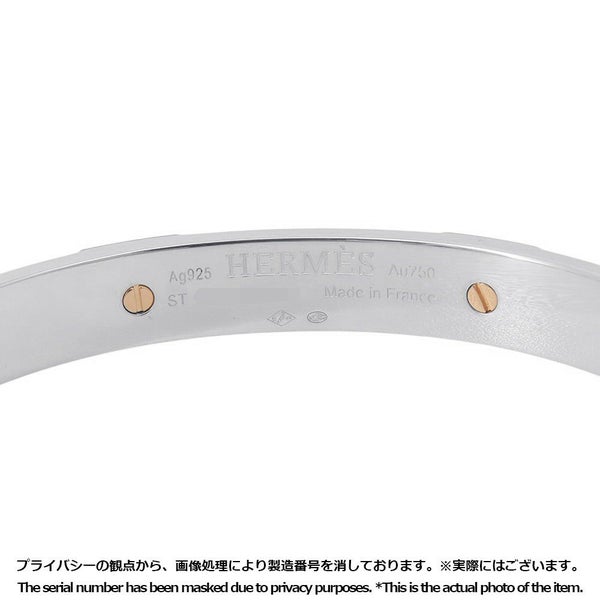 エルメス ブレスレット ミニクルー バングル SV925シルバー/K18PGピンクゴールド サイズST HERMES ジュエリー