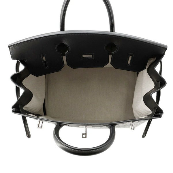 エルメス ハンドバッグ オータクロア40 ブラック/エクリュ/シルバー金具 トワルGM/エバーカラー U刻印 黒