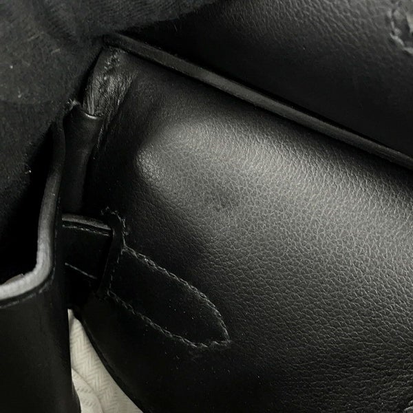 エルメス ハンドバッグ オータクロア40 ブラック/エクリュ/シルバー金具 トワルGM/エバーカラー U刻印 黒