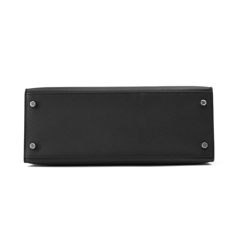 エルメス ハンドバッグ ケリー28 外縫い ブラック/シルバー金具 エプソン U刻印 2wayショルダー 黒