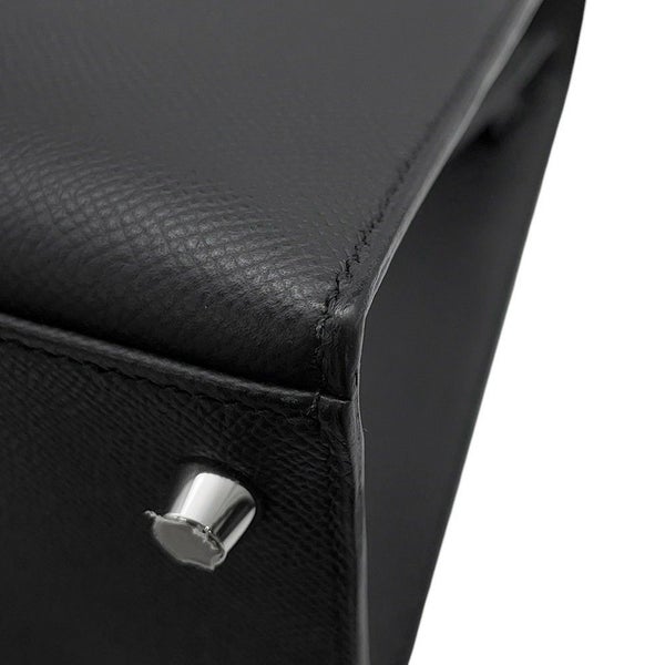 エルメス ハンドバッグ ケリー28 外縫い ブラック/シルバー金具 エプソン U刻印 2wayショルダー 黒