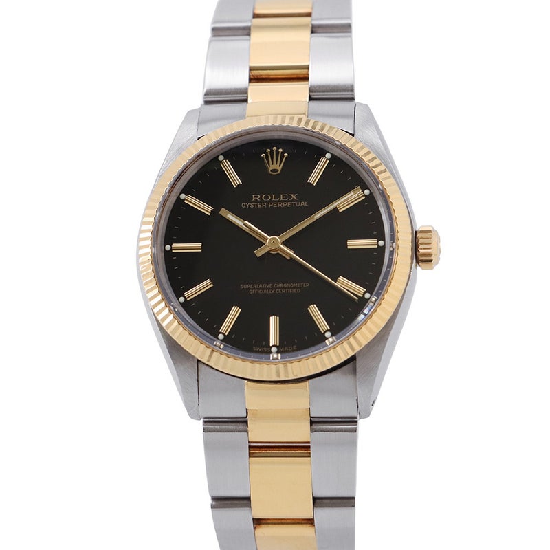 ロレックス オイスターパーペチュアル 81番 SS/K18YG 1005 ROLEX 腕時計 黒文字盤
