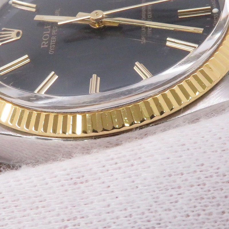 ロレックス オイスターパーペチュアル 81番 SS/K18YG 1005 ROLEX 腕時計 黒文字盤