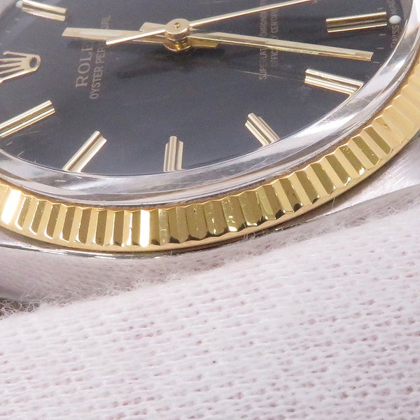 ロレックス オイスターパーペチュアル 81番 SS/K18YG 1005 ROLEX 腕時計 黒文字盤