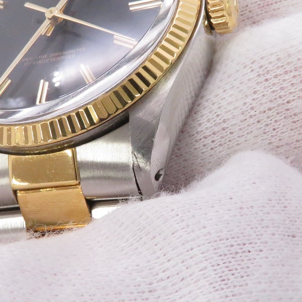 ロレックス オイスターパーペチュアル 81番 SS/K18YG 1005 ROLEX 腕時計 黒文字盤