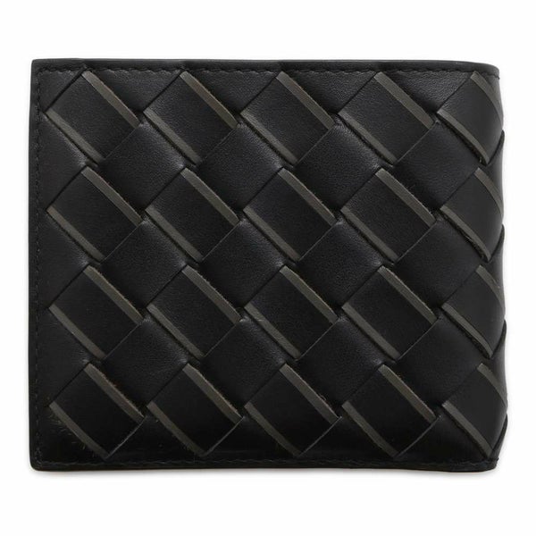 ボッテガヴェネタ 二つ折り財布 イントレチャート レザー 749412 BOTTEGA VENETA メンズ 黒
